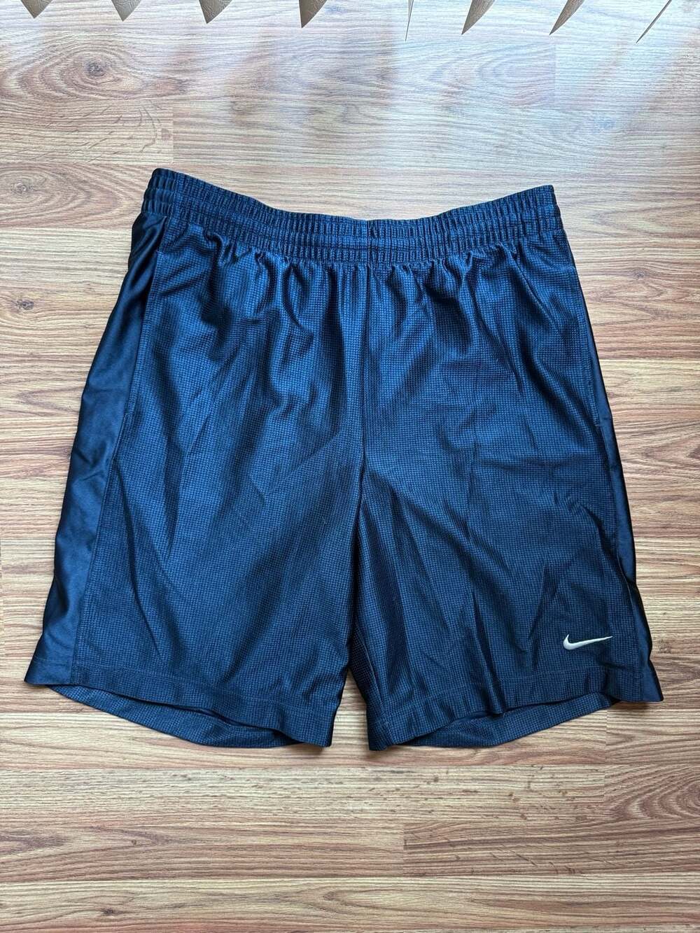Vintage 90s Nike Basketball Uncompromising Excellence Mesh Dazzle Shorts Navy Bl